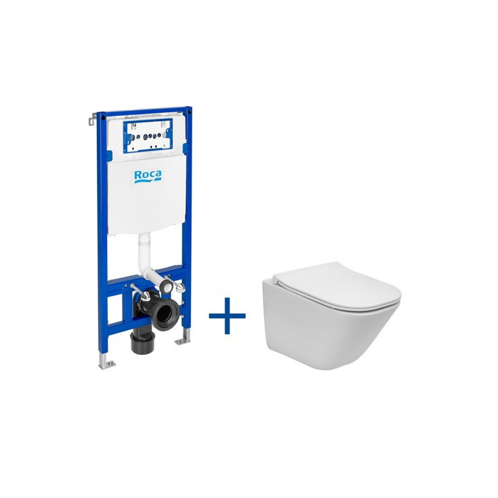 Súprava podomietkový Roca DUPLO ONE + + misa WC závesné GAP SQUARE COMPACTO RIMLESS s pozvoľným sklápaním sedadlo SLIM, biela