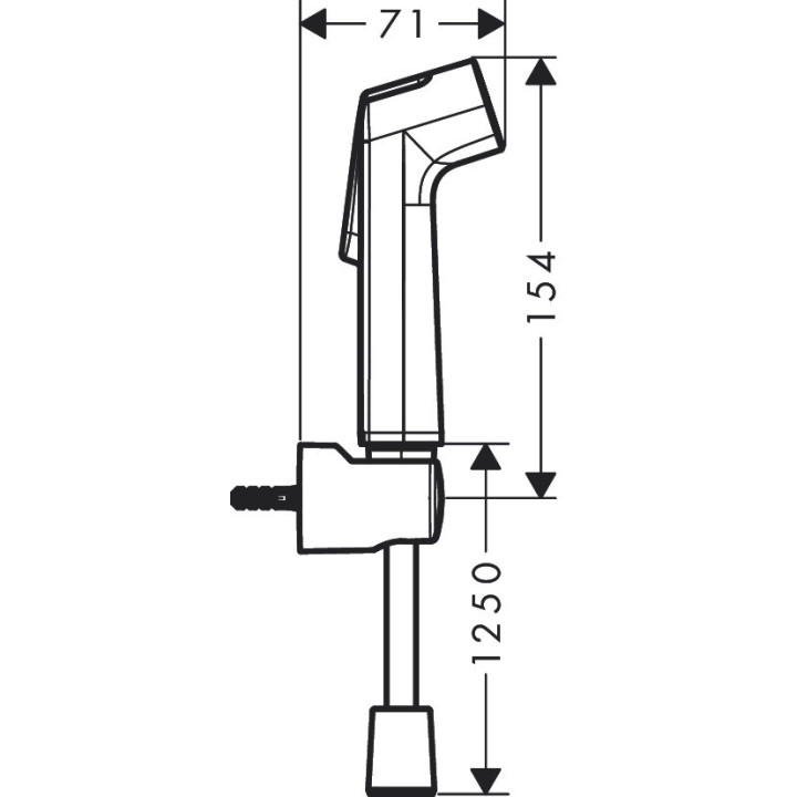 Ručná sprcha Hansgrohe Bidette 1 jet S EcoSmart dla vody studenej s pákou i hadicou sprchovým 125 cm - chróm