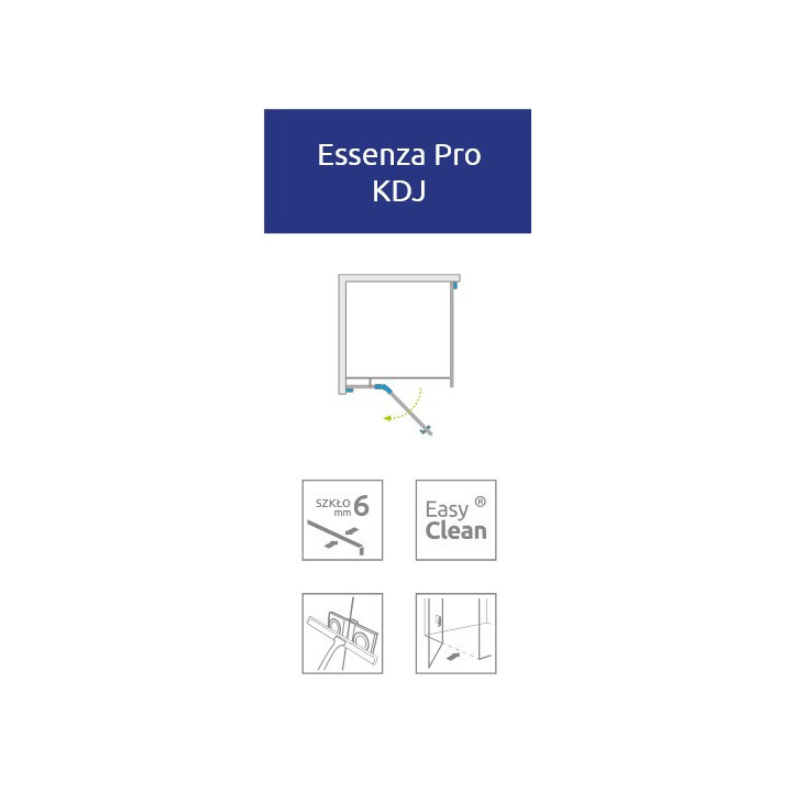 Časť pravé kúty Radaway Essenza Pro Black PDD, 1000x2000mm, sklo číre, zlatý profil