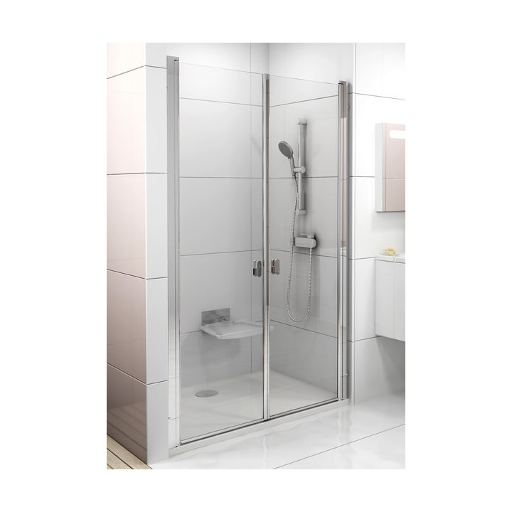 Drzwi wnękowe CSDL2-120 Ravak Chrome dwuelementowe, satyna + transparent- sanitbuy.pl