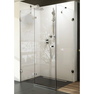 Drzwi prysznicowe i ścianka stała BSDPS 80x80 P Ravak Brilliant z wejściem z przodu - wersja prawa, chrom + transparent- sanitbu