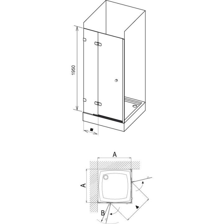 Drzwi prysznicowe BSD2-100 L Ravak Brilliant dwuelementowe - wersja lewa, chrom + transparent - sanitbuy.pl