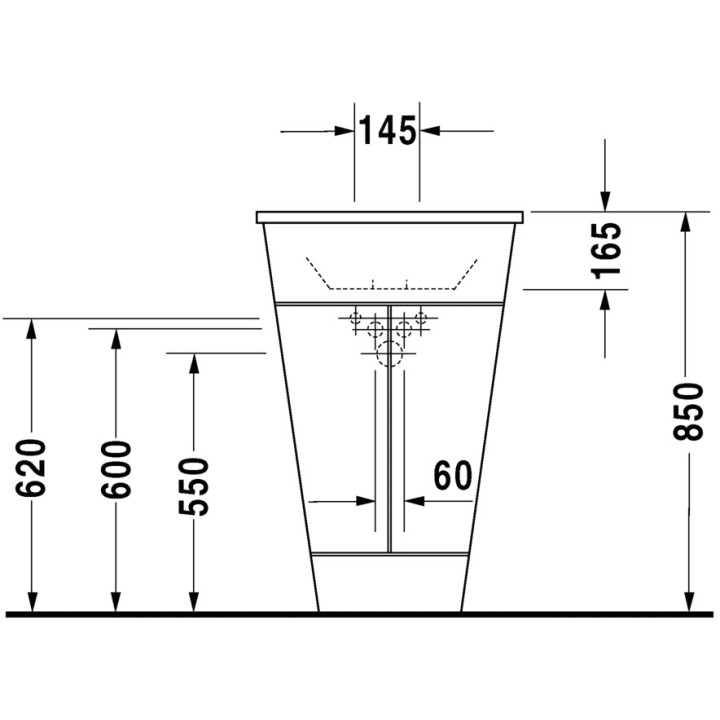 Umywalka meblowa, Duravit Starck 1, śr. 580 mm, 1-otworowa, Biały Alpin- sanitbuy.pl