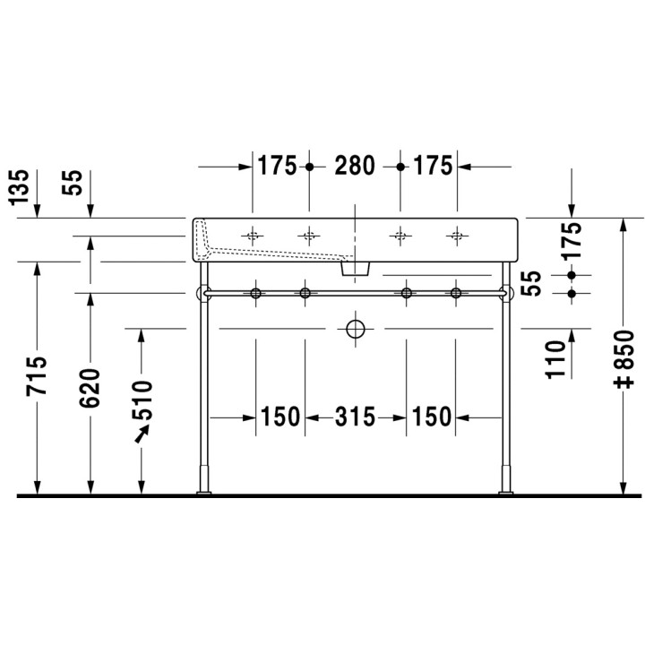 Umywalka Duravit Vero z półką na baterię 1000x470 mm- sanitbuy.pl