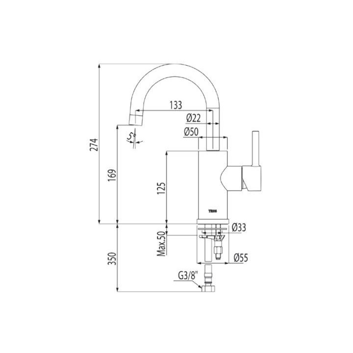Bateria Tres Alplus umywalkowa 274 mm bez korka- sanitbuy.pl