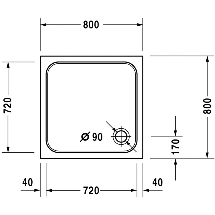 Brodzik Duravit D-Code kwadratowy 80x80 cm- sanitbuy.pl