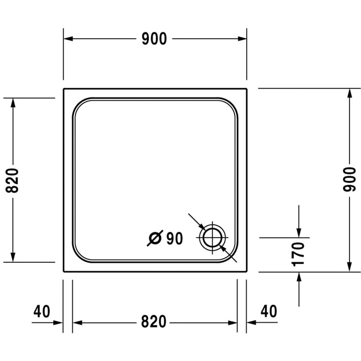 Brodzik Duravit D-Code kwadratowy 90x90 cm- sanitbuy.pl