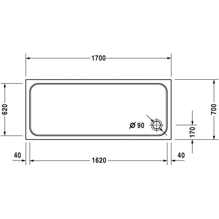 Brodzik Duravit D-Code prostokątny 170x70 cm- sanitbuy.pl