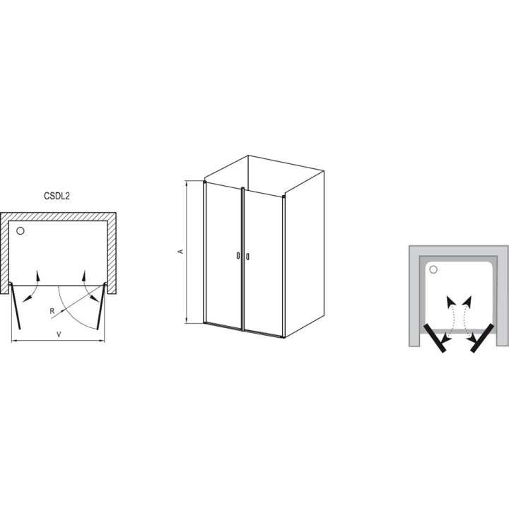 Drzwi prysznicowe dwuelementowe CSDL2 90 Ravak Chrome, połysk + transparent- sanitbuy.pl