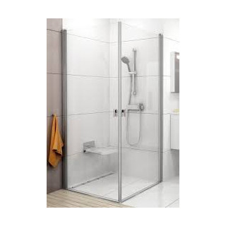 Kabina prysznicowa narożna CRV1-90 Ravak Chrome, wejście z rogu, satyna + transparent- sanitbuy.pl