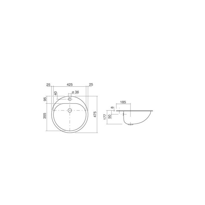 Umywalka Alape EW 3 wpuszczana w blat  fi 425 mm- sanitbuy.pl