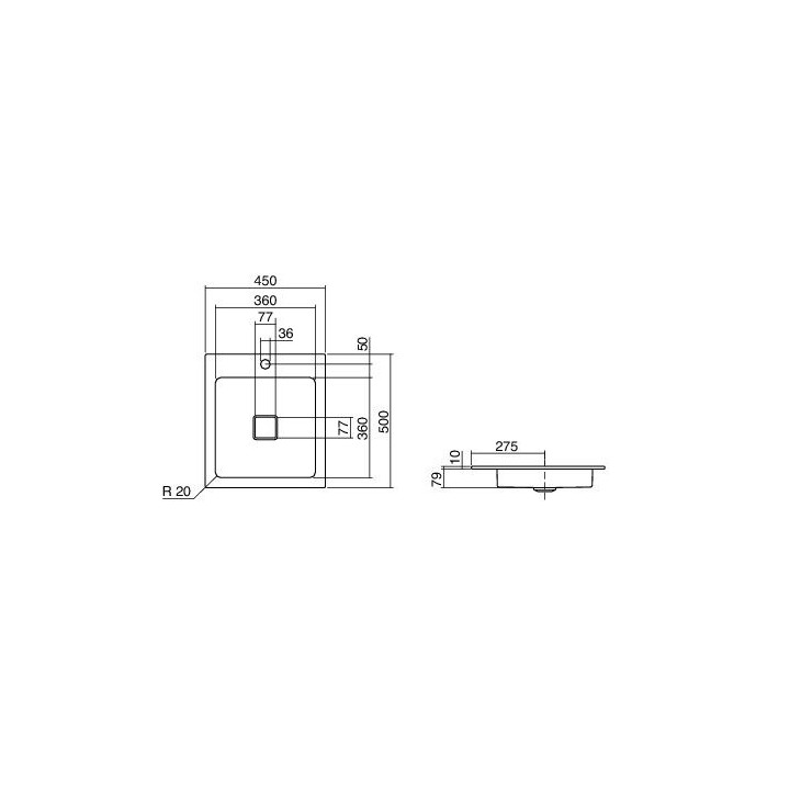 Umywalka Alape EB.Q450H wpuszczana w blat  450x500 mm- sanitbuy.pl