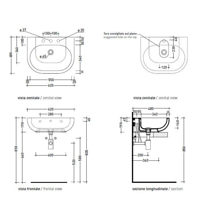 Umywalka Flaminia Step 110x50- sanitbuy.pl