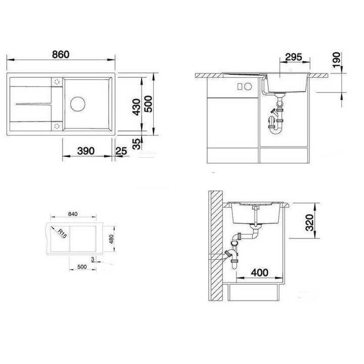 Zlewozmywak vstavaná 86x50 cm Blanco BLANCOMETRA 5 S- sanitbuy.pl