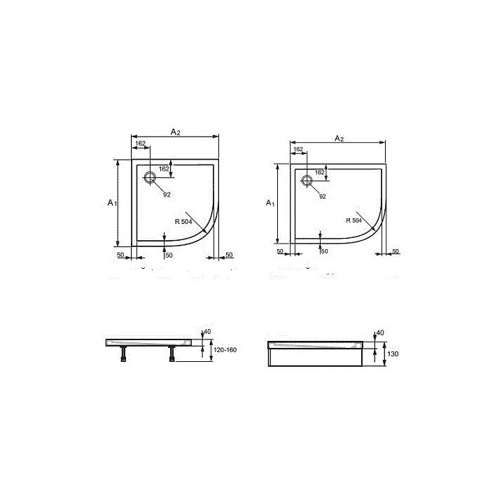 Brodzik Huppe Purano półokrągły 800x1000 mm- sanitbuy.pl
