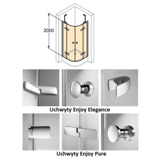 Dverí Huppe Aura Elegance , 900 x 900 mm, sklo číre strieborná mat , - sanitbuy.pl
