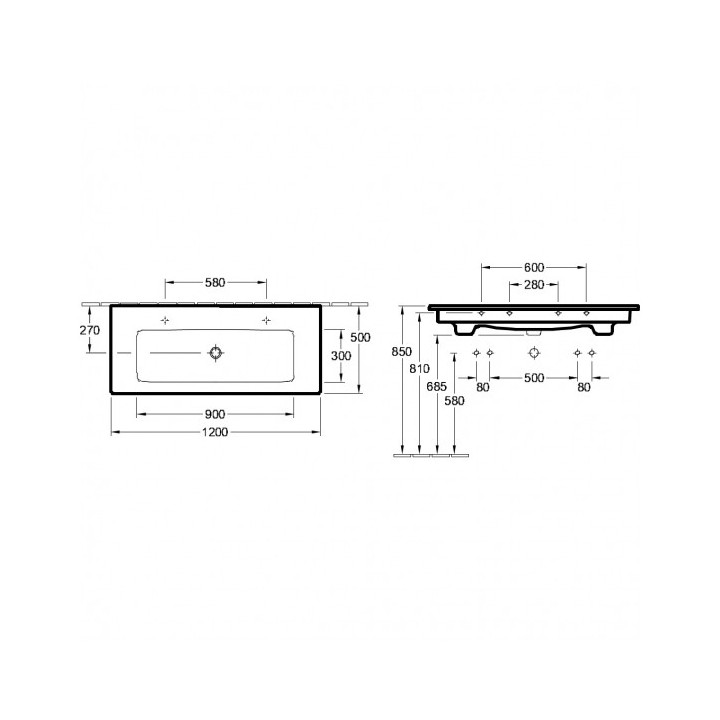 umývadlo nábytkové villeroy & boch subway 2.0 dvojitý 1300x470 mm- sanitbuy.pl