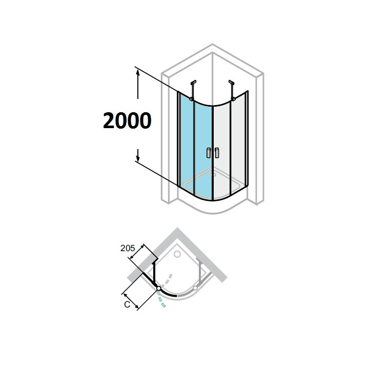 Dverí sprchové huppe design 501 - skladacie, šírka 800 mm- sanitbuy.pl