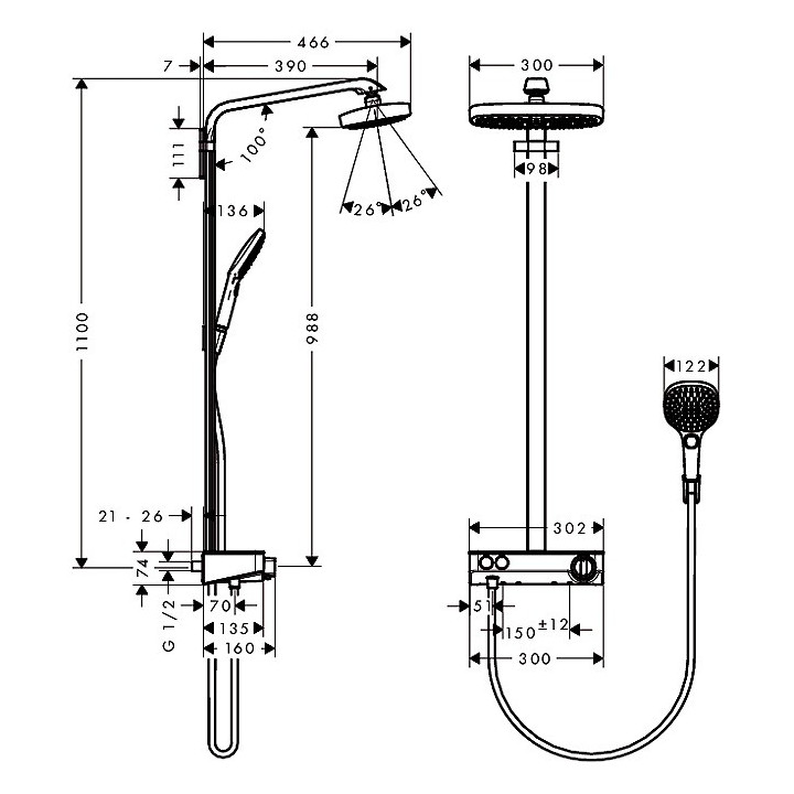 Sprchový set Hansgrohe raindance Select e300 2jet, dn15- sanitbuy.pl