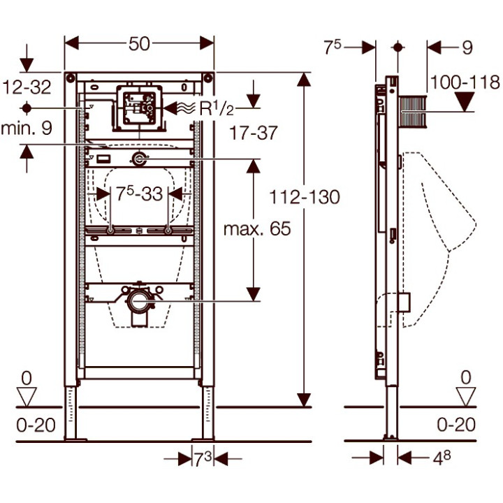 Podomietkový systém Geberit Duofix H112 k WC závesnému , UP720, Sigma 8 cm- sanitbuy.pl