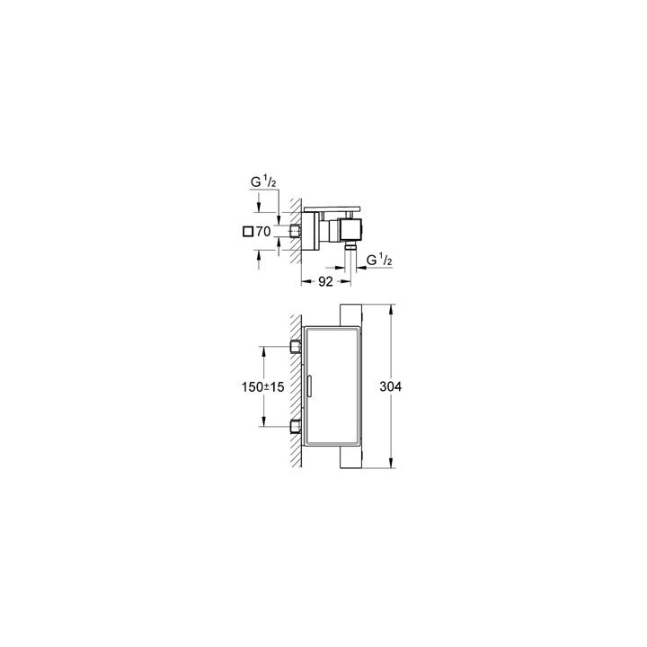 Bateria prysznicowa Grohe Grohtherm Cube, ścienna, szer. 304 mm, chrom, z półką - sanitbuy.pl