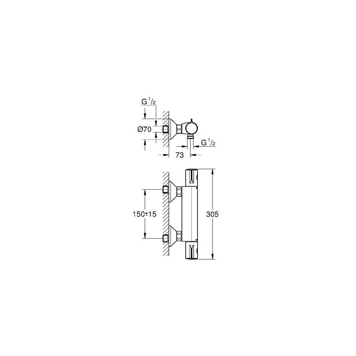 Bateria prysznicowa Grohe Grohtherm 800 ścienna, szer. 305 mm, chrom, termostatyczna- sanitbuy.pl