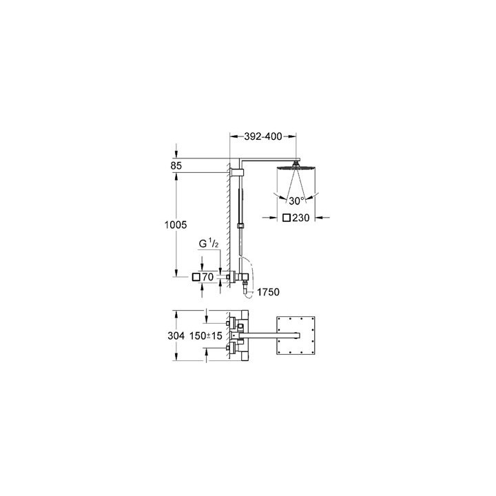 System prysznicowy GROHE Euphoria Cube XXL System 220 Rainshower Allure dł. ramienia 400 mm, chrom- sanitbuy.pl