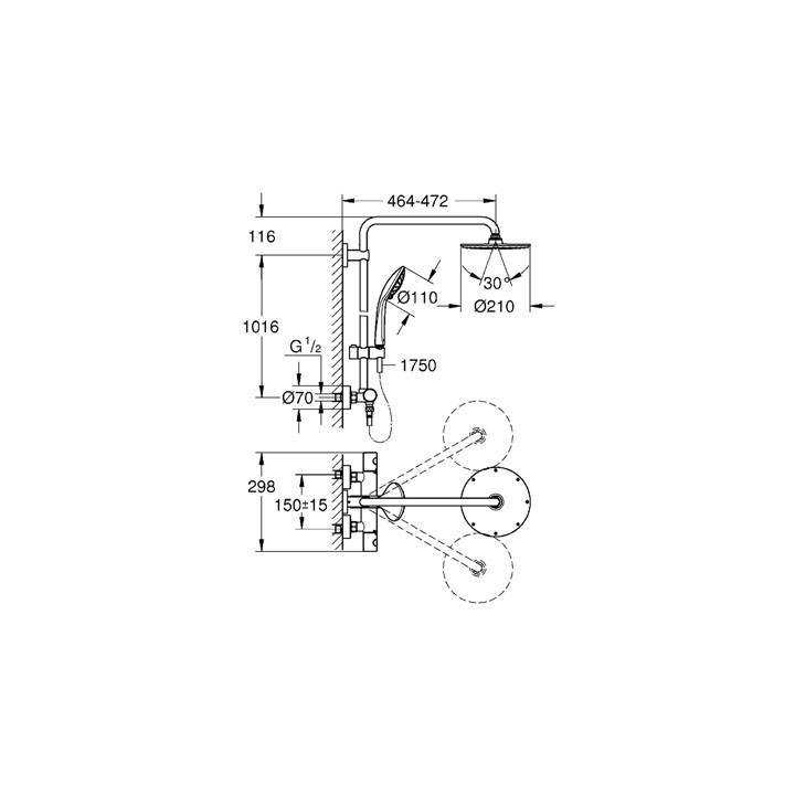 System prysznicowy GROHE Euphoria Cube XXL System 220 Rainshower Allure dł. ramienia 400 mm, chrom- sanitbuy.pl