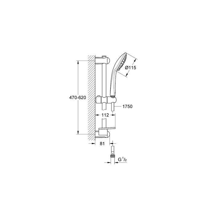 Zestaw prysznicowy GROHE Rainshower Classic 160 ścienny, dł. 600 - 900 mm, chrom, 4 strumienie- sanitbuy.pl