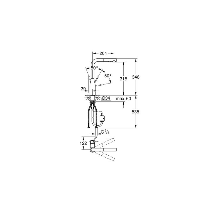 Bateria kuchenna GROHE Minta 1/2" stojąca, wys. 332 mm, chrom, jednouchwytowa- sanitbuy.pl