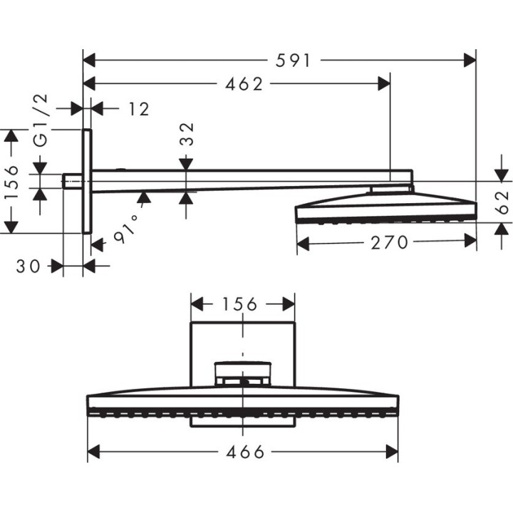 Deszczownica Hansgrohe Rainmaker Select 460 2jet dł. 590 mm, biały/chrom, ramię 461 mm- sanitbuy.pl