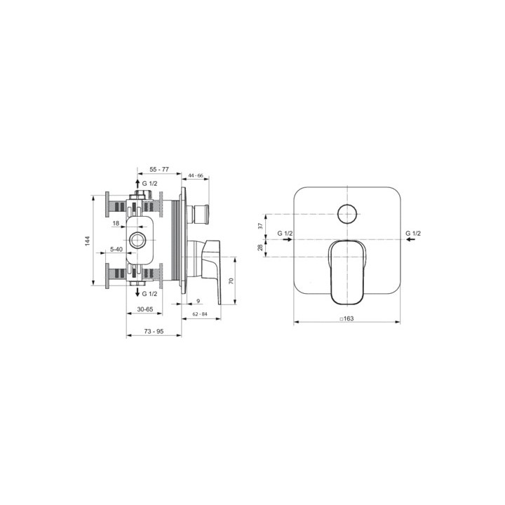 Bateria natryskowa Ideal Standard Tonic II podtynkowa, element zewnętrzny, chrom- sanitbuy.pl