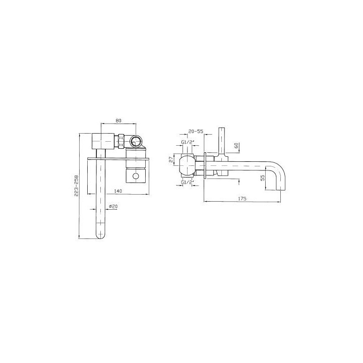 Zucchetti Pan Bateria umywalkowa podtynkowa 175mm wylewka, chrom- sanitbuy.pl