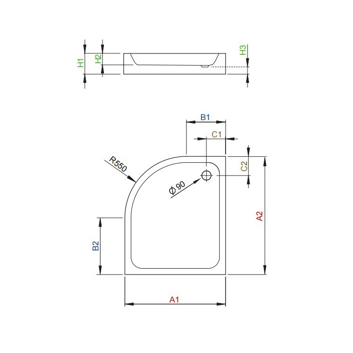 Sprchová vanička akrylátové Radaway Siros e Compact 80x90 cm półokrągły asymetryczny- sanitbuy.pl