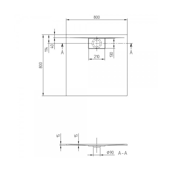 Štvorcová sprchová vanička Villeroy & Boch 80 x 80 cm, biela alpejski, MetalRim- sanitbuy.pl