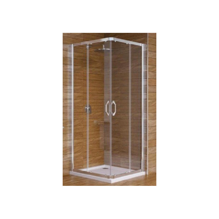 Štvorcový sprchovací kút Hüppe ena 2.0 dverí posuvné dvojdielny, chróm/strieborná lesklá, číre Anti-Plaque- sanitbuy.pl