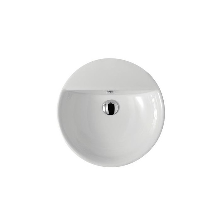 Umývadlo na postavenie na dosku, okrúhla Galassia Eden biela, śr. 48 cm, prepad, otvor na batériu- sanitbuy.pl