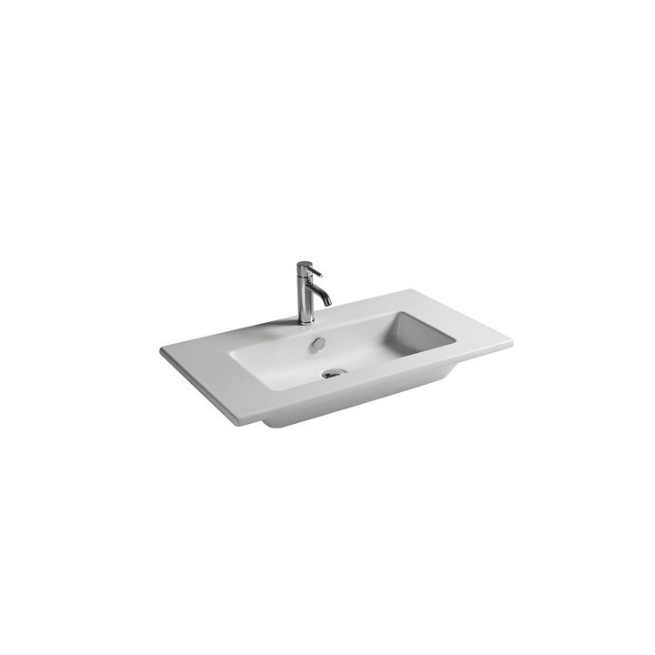 Umývadlo závesné/zápustné na dosku Galassia Eden biela, 91 x 46 x 15 cm, prepad i otvor na batériu- sanitbuy.pl