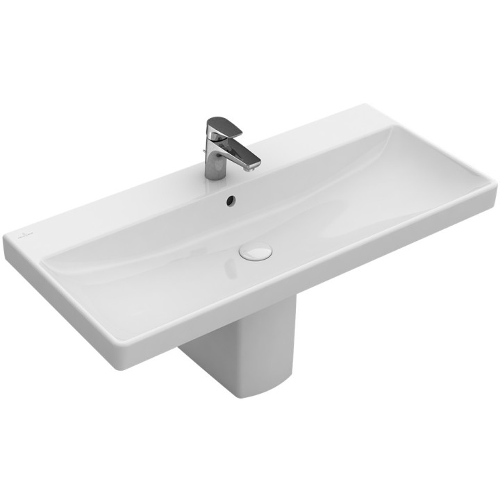 Umývadlo nábytkové, obdĺžniková Villeroy & Boch biela Alpin, 100 x 47 x 16,5 cm, prepad, 2 otwory na baterię- sanitbuy.pl