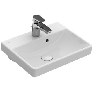 Umývadlo závesné, obdĺžniková Villeroy & Boch biela Alpin, 55 x 37 x 15,5 cm, bez prepadu, otvor na batériu- sanitbuy.pl