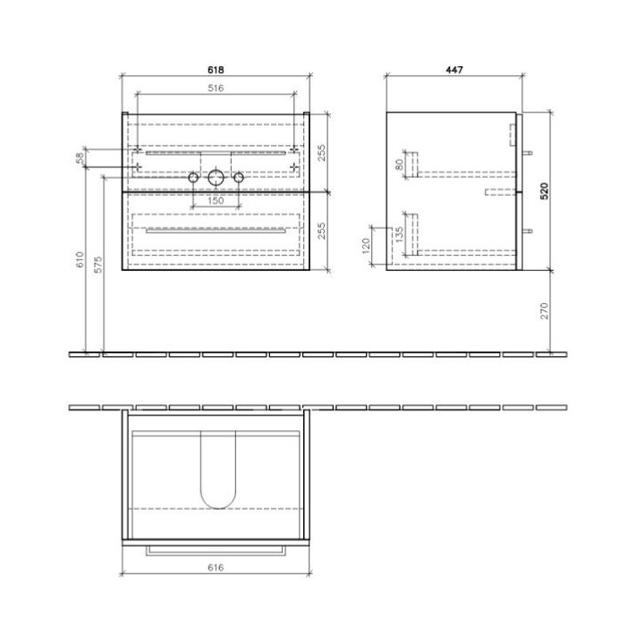 Skříňka podumývadlová Villeroy & Boch Avento kryształowy šedý, 76 x 52 x 44,7 cm, 2 szuflady- sanitbuy.pl