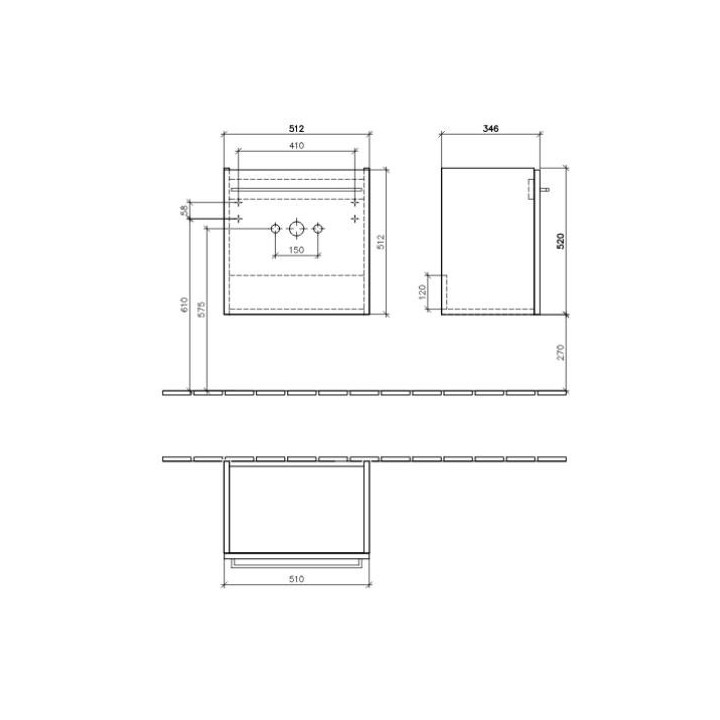 Skříňka podumývadlová Villeroy & Boch Avento kryształowy šedý, 56,7 x 52 x 44,7 cm, 2 szuflady- sanitbuy.pl