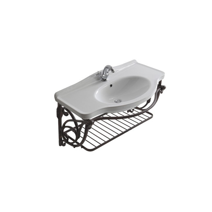Montážní prvek podumywalkowy, závesný Galassia Ethos antyczne hliník, polička i reling, na umývadlov 110 cm, retro - sanitbuy.pl
