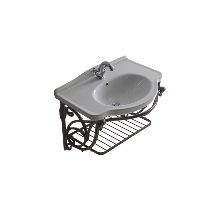 Montážní prvek podumywalkowy, závesný Galassia Ethos antyczne hliník, polička i reling, na umývadlov 95 cm, retro - sanitbuy.pl