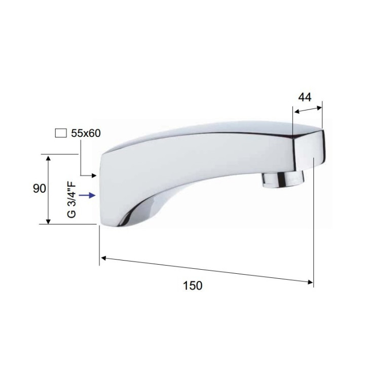 Výtokové rameno do podomietková batéria Paffoni- sanitbuy.pl