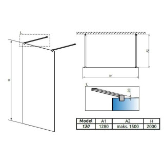 Pevná bočná stena Walk-In Radaway Modo New I 130, 128x200cm, chróm, sklo číre- sanitbuy.pl