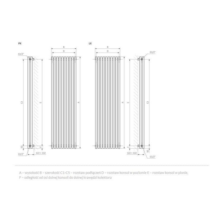 Radiátor Terma Tune HSD (voľne stojaci) 39x140 cm - biela/ barva- sanitbuy.pl
