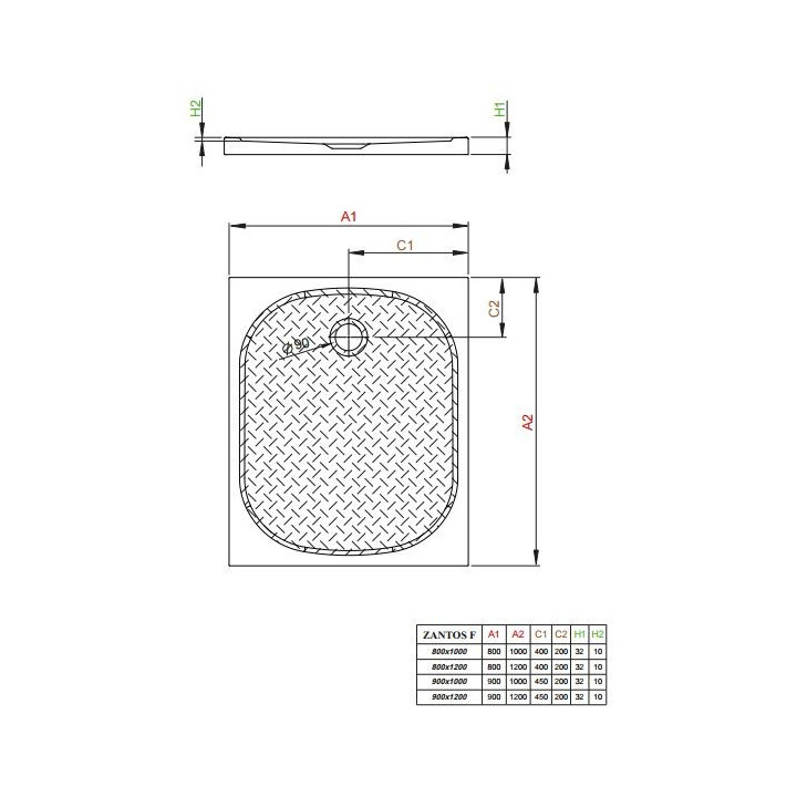 Sprchová vanička z konglomerátu 100x80cm Radaway Zantos F - sanitbuy.pl
