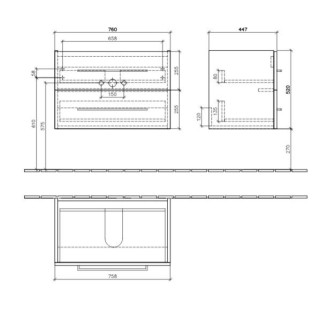 Skříňka podumývadlová Villeroy & Boch Avento kryształowy šedý, 96,7 x 52 x 44,7 cm, 2 szuflady- sanitbuy.pl