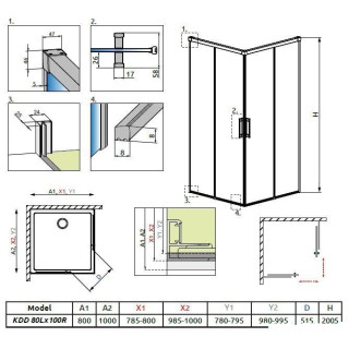 Sprchový kút 100x80cm sklo číre chróm Radaway Idea Kdd - sanitbuy.pl